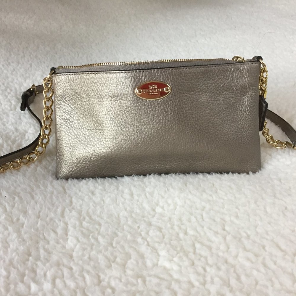 COACH Silver leather cross body bag